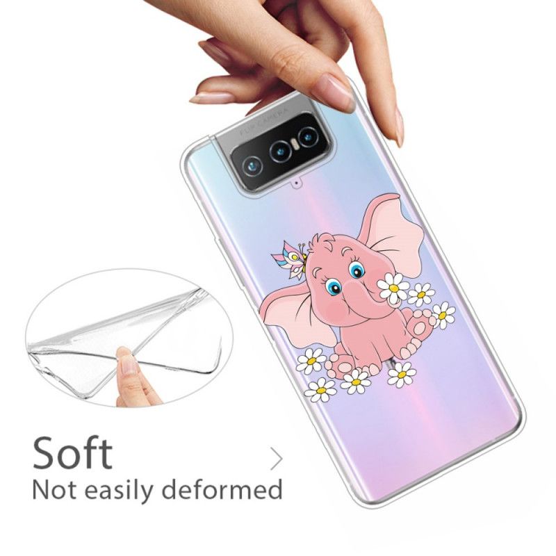 Hülle Asus Zenfone 7 / 7 Pro Transparenter Rosa Elefant