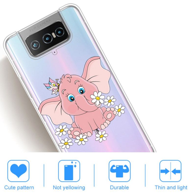 Hülle Asus Zenfone 7 / 7 Pro Transparenter Rosa Elefant