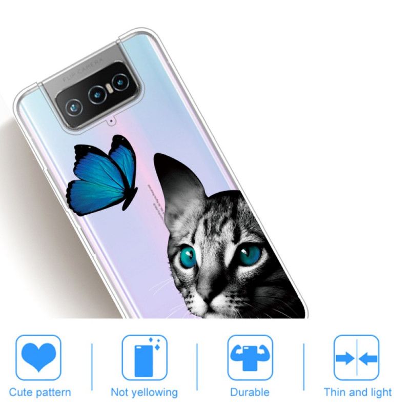 Hülle Für Asus Zenfone 7 / 7 Pro Katze Und Schmetterling