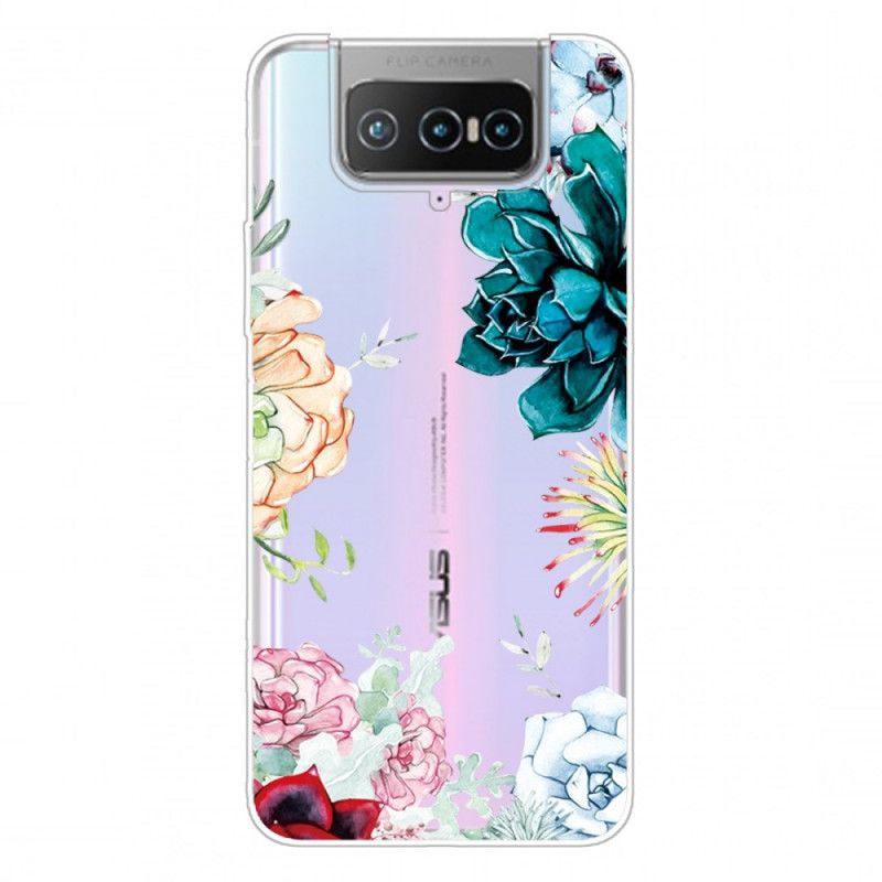 Hülle Für Asus Zenfone 7 / 7 Pro Transparente Aquarellblumen