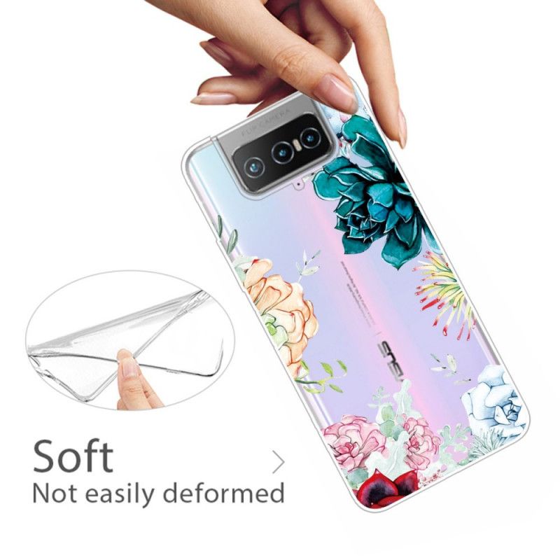 Hülle Für Asus Zenfone 7 / 7 Pro Transparente Aquarellblumen