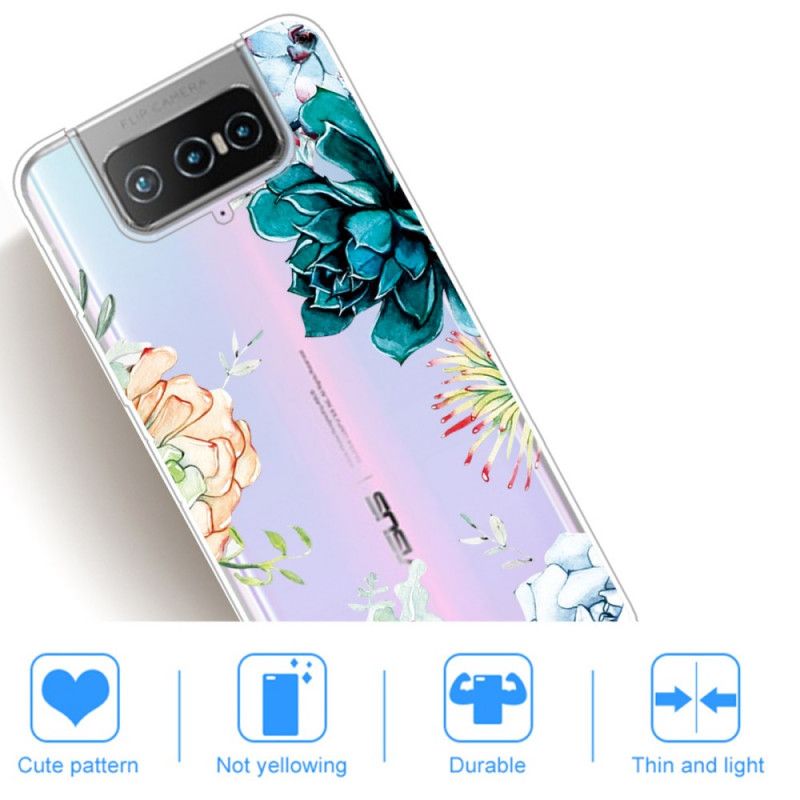 Hülle Für Asus Zenfone 7 / 7 Pro Transparente Aquarellblumen