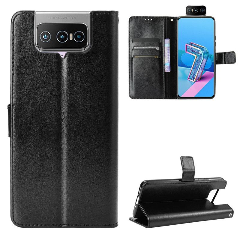 Lederhüllen Für Asus Zenfone 7 / 7 Pro Schwarz Auffälliges Kunstleder