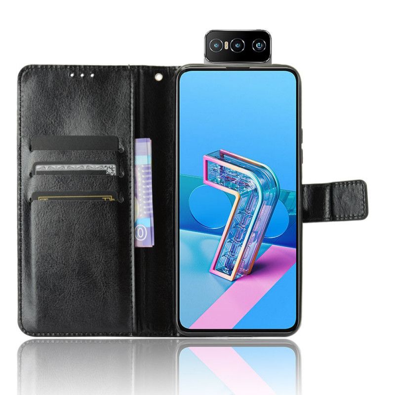 Lederhüllen Für Asus Zenfone 7 / 7 Pro Schwarz Auffälliges Kunstleder