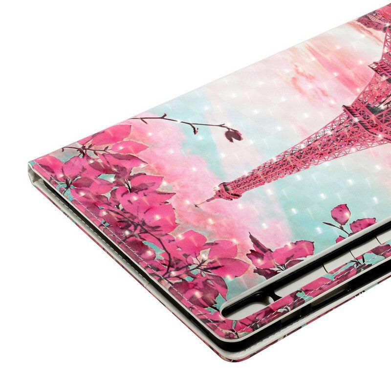 Lederhüllen Für Samsung Galaxy Tab S8 Plus / Tab S7 Plus Blumen-eiffelturm