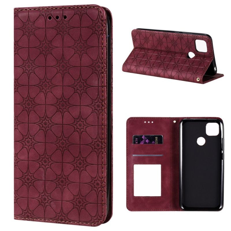 Flip Case Für Xiaomi Redmi 9C Rot Barockblumen