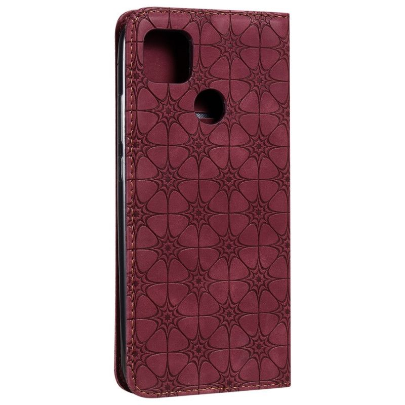 Flip Case Für Xiaomi Redmi 9C Rot Barockblumen