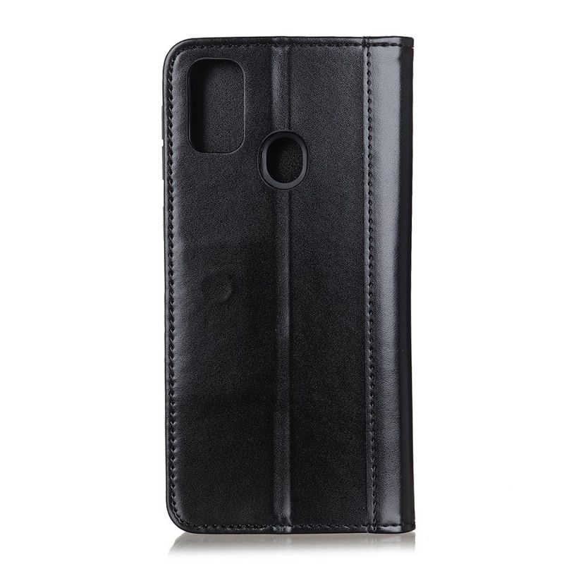 Flip Case Für Xiaomi Redmi 9C Schwarz Gespaltenes Leder