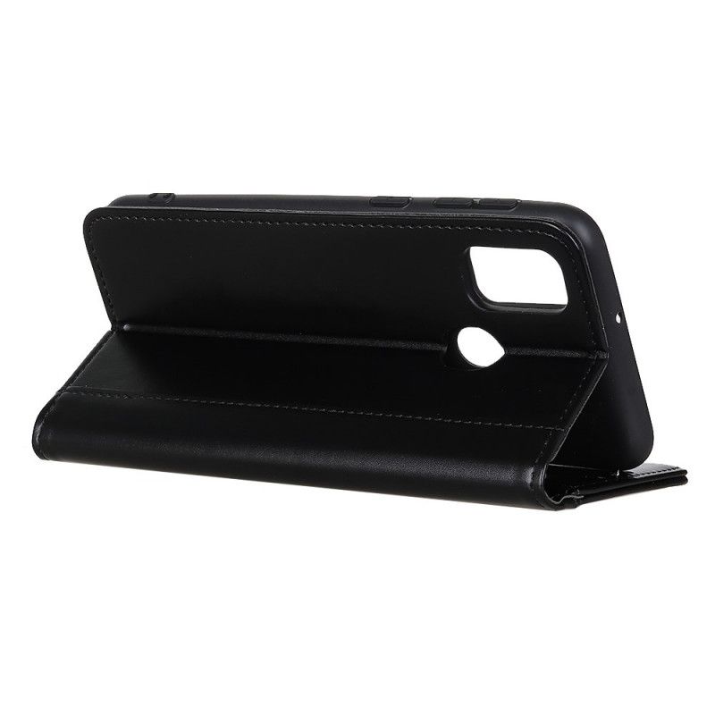 Flip Case Für Xiaomi Redmi 9C Schwarz Gespaltenes Leder