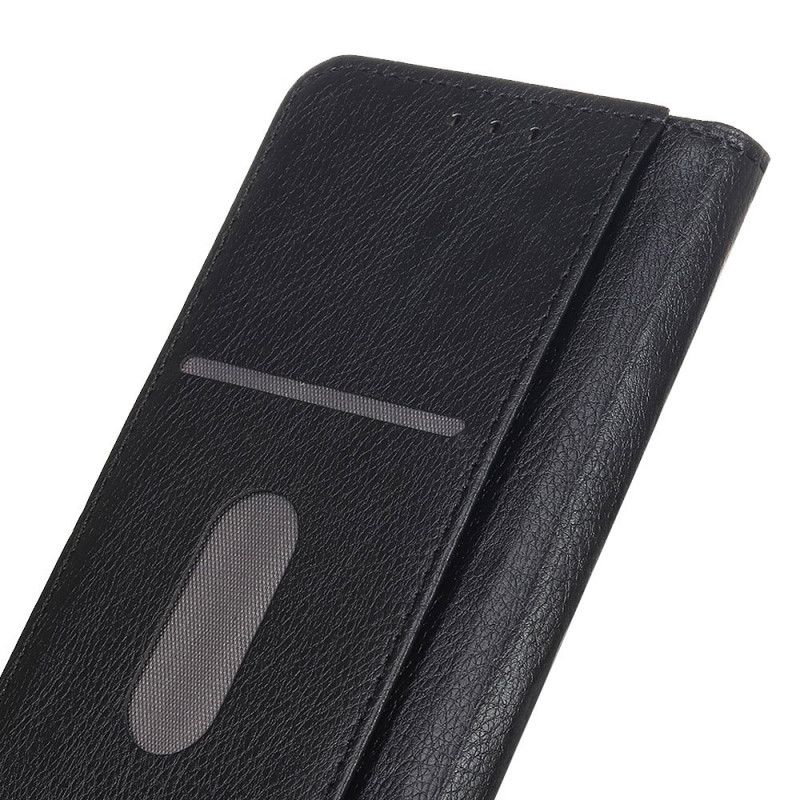 Flip Case Für Xiaomi Redmi 9C Schwarz Litschi Gespaltenes Leder