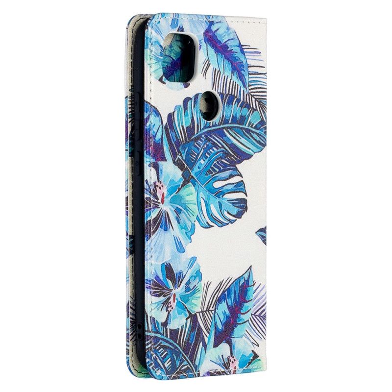 Flip Case Xiaomi Redmi 9C Grün Blätter