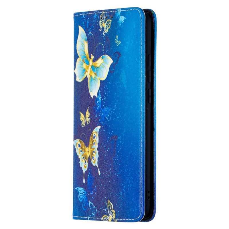 Flip Case Xiaomi Redmi 9C Magenta Bunte Schmetterlinge