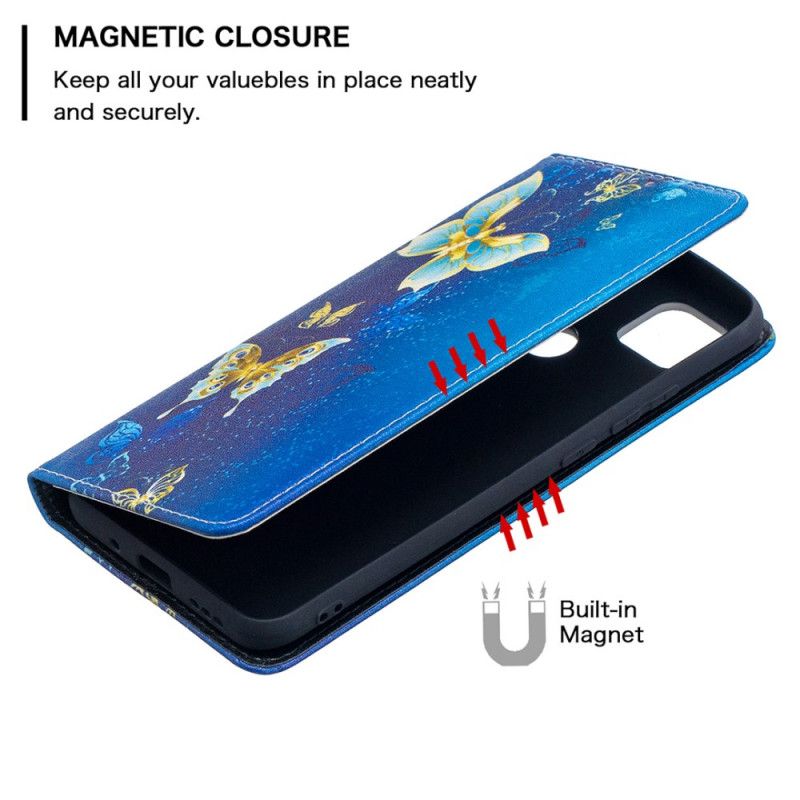 Flip Case Xiaomi Redmi 9C Magenta Bunte Schmetterlinge