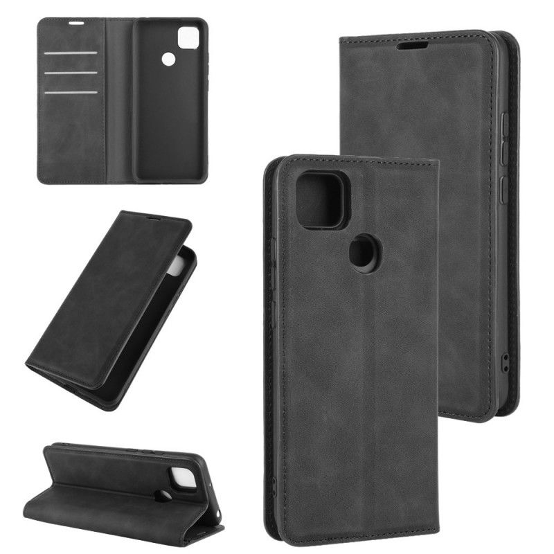 Flip Case Xiaomi Redmi 9C Schwarz Business-Style-Ledereffekt