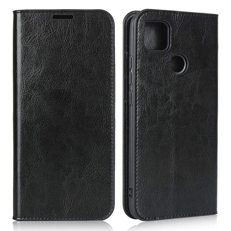 Flip Case Xiaomi Redmi 9C Schwarz Echtes Leder