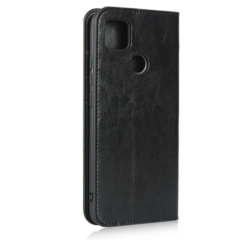 Flip Case Xiaomi Redmi 9C Schwarz Echtes Leder