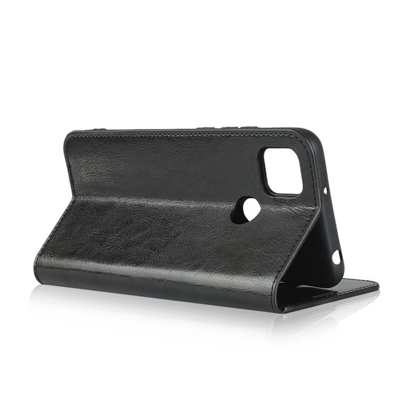 Flip Case Xiaomi Redmi 9C Schwarz Echtes Leder