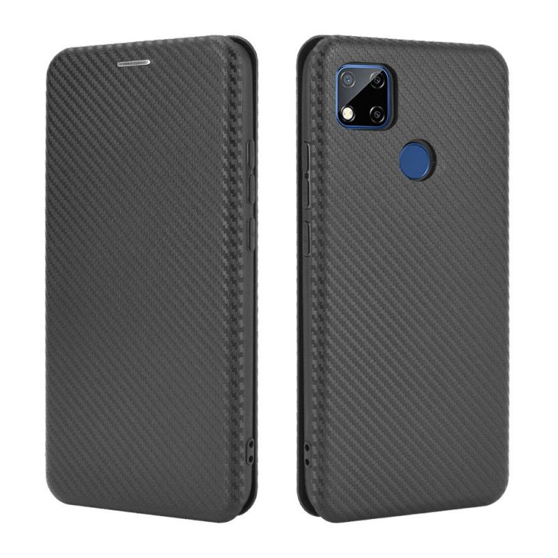 Flip Case Xiaomi Redmi 9C Schwarz Gefärbtes Kohlenstoffsilikon