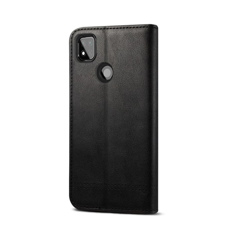 Flip Case Xiaomi Redmi 9C Schwarz Genähter Ledereffekt