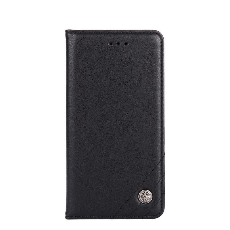 Flip Case Xiaomi Redmi 9C Schwarz Nietlederstil