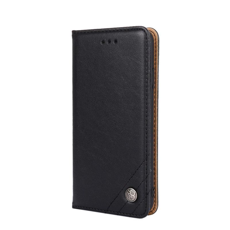 Flip Case Xiaomi Redmi 9C Schwarz Nietlederstil