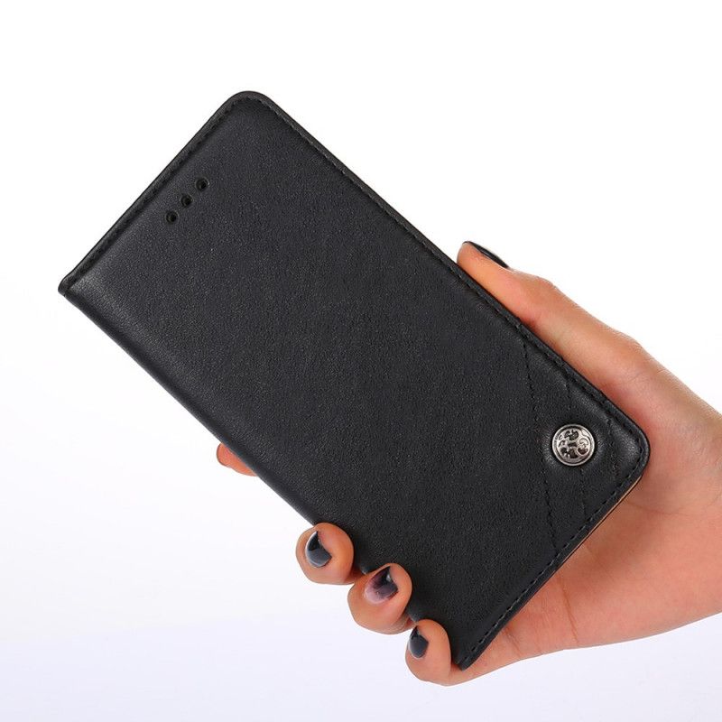 Flip Case Xiaomi Redmi 9C Schwarz Nietlederstil