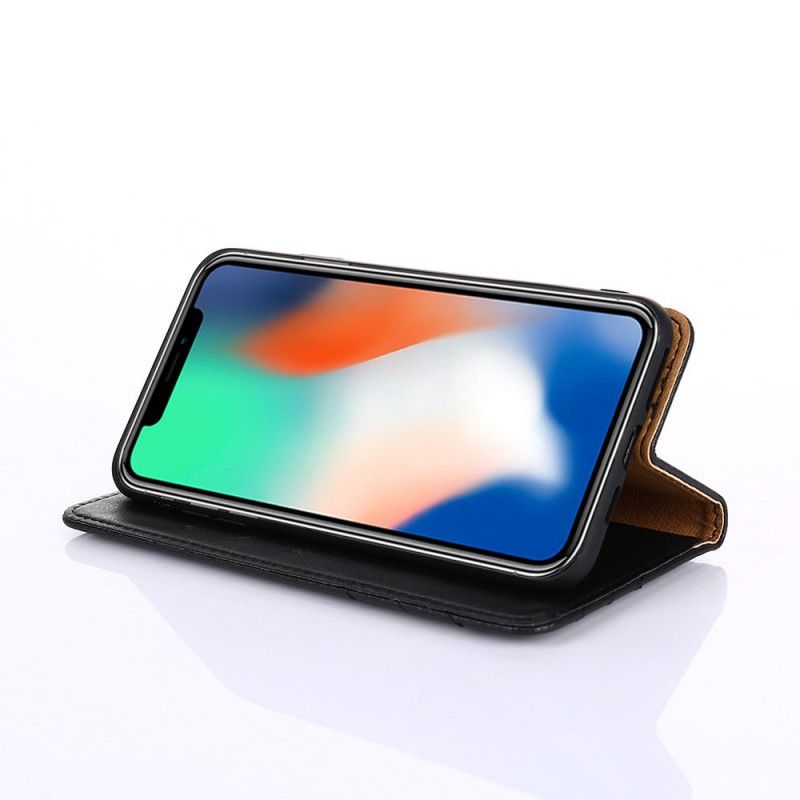 Flip Case Xiaomi Redmi 9C Schwarz Nietlederstil