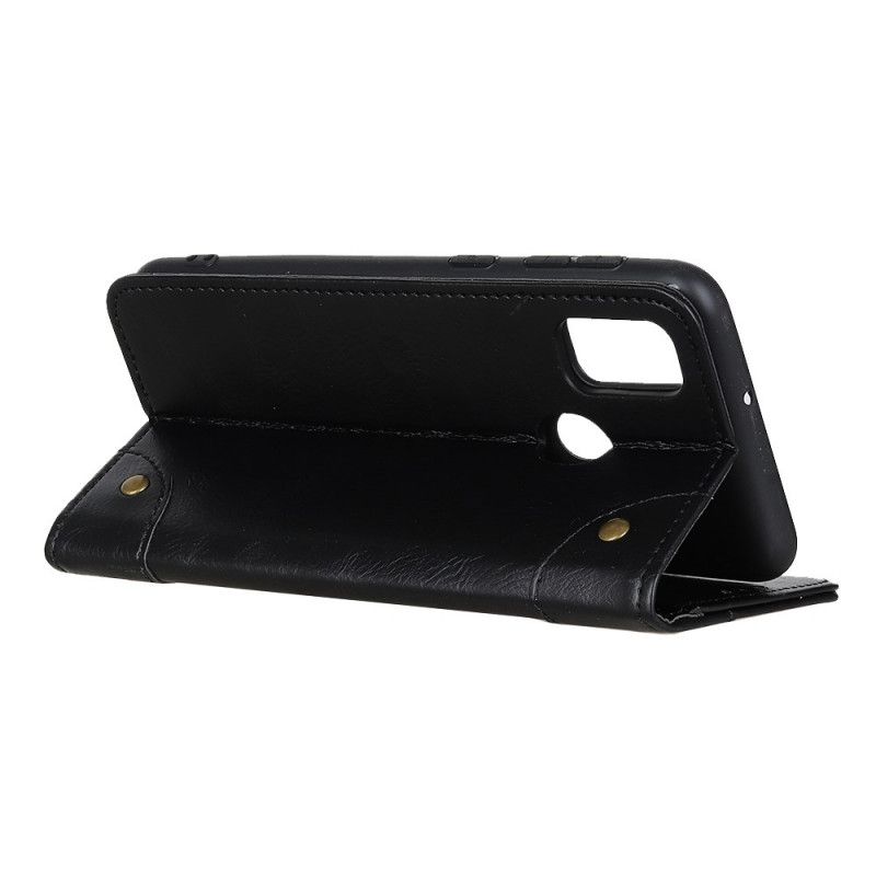 Flip Case Xiaomi Redmi 9C Schwarz Vintage Spaltledernieten