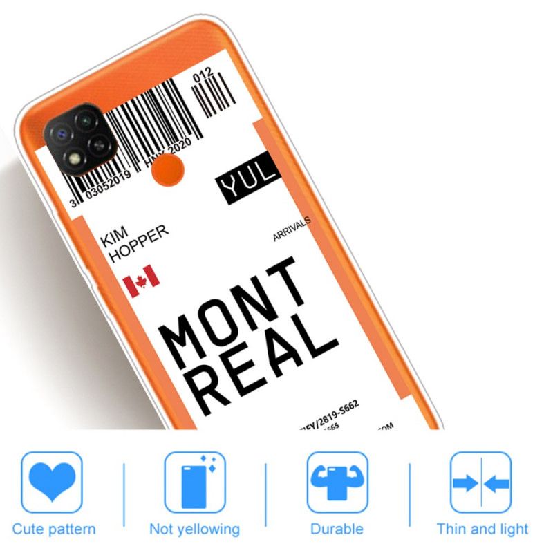 Hülle Für Xiaomi Redmi 9C Bordkarte Nach Montreal