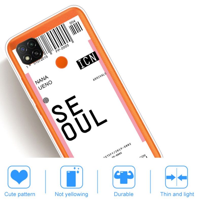 Hülle Für Xiaomi Redmi 9C Magenta Bordkarte Nach Seoul