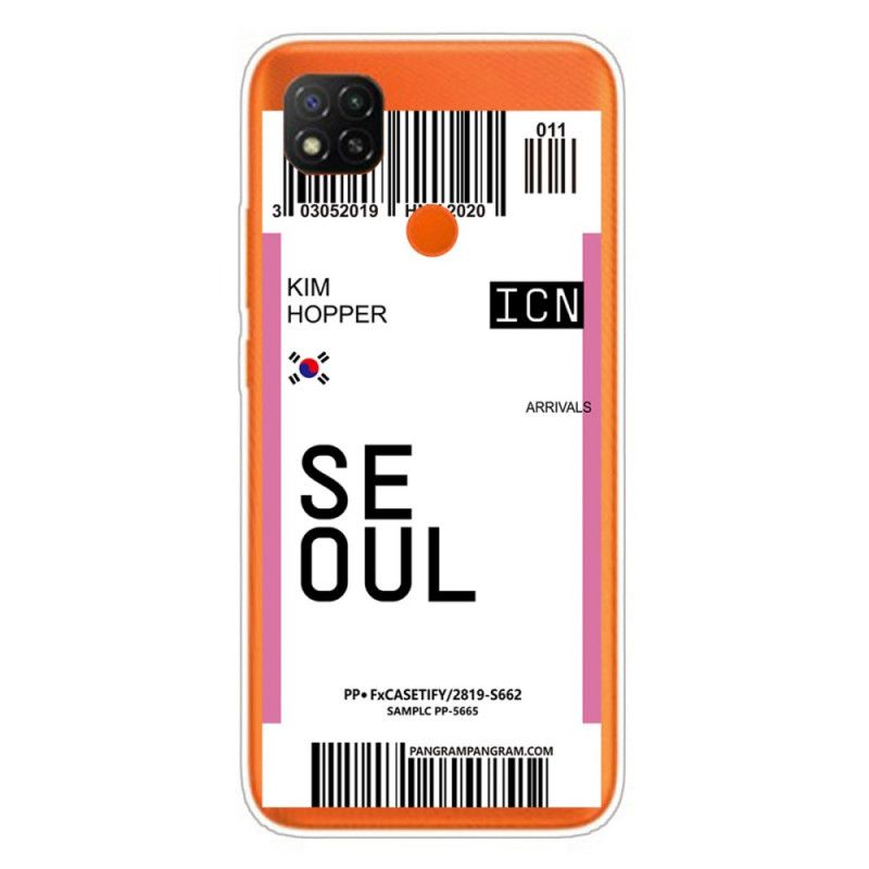 Hülle Für Xiaomi Redmi 9C Magenta Bordkarte Nach Seoul