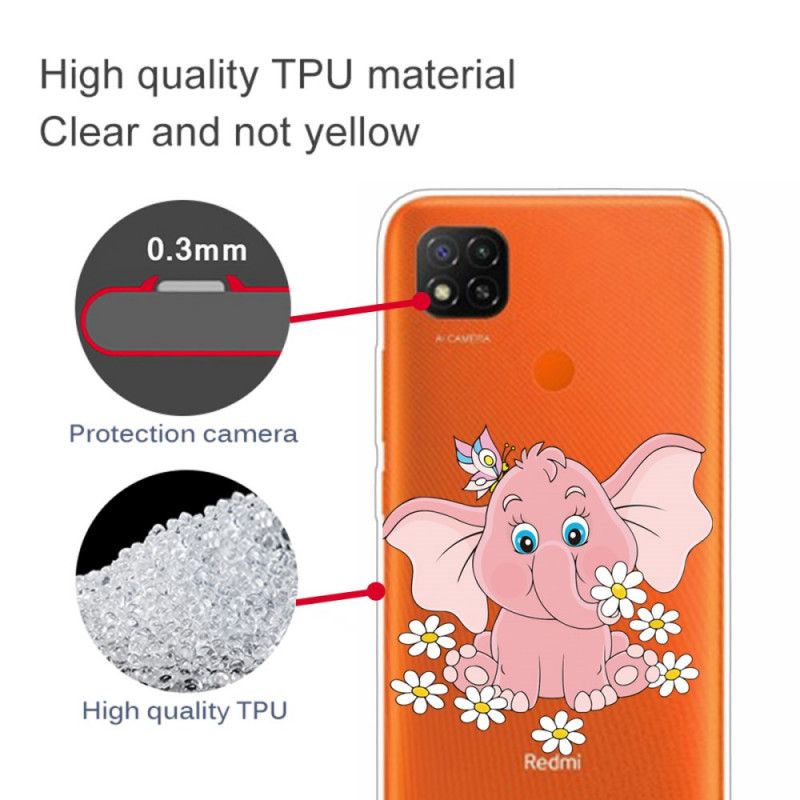 Hülle Für Xiaomi Redmi 9C Transparenter Rosa Elefant