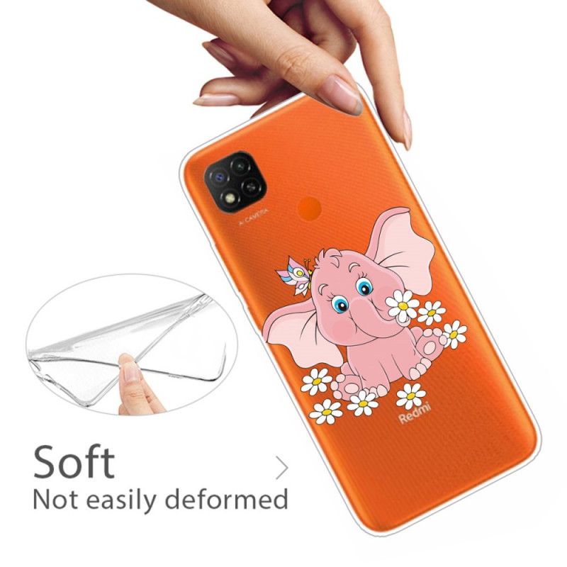 Hülle Für Xiaomi Redmi 9C Transparenter Rosa Elefant