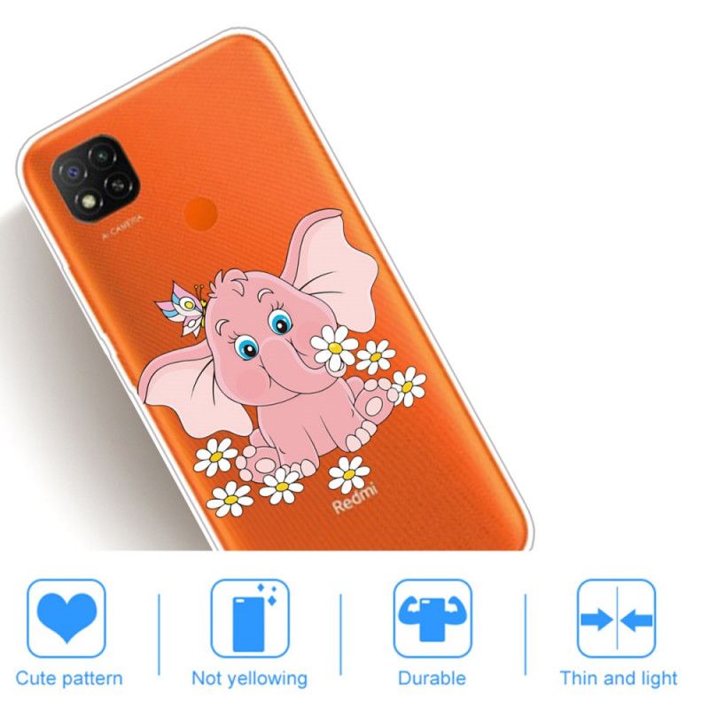 Hülle Für Xiaomi Redmi 9C Transparenter Rosa Elefant