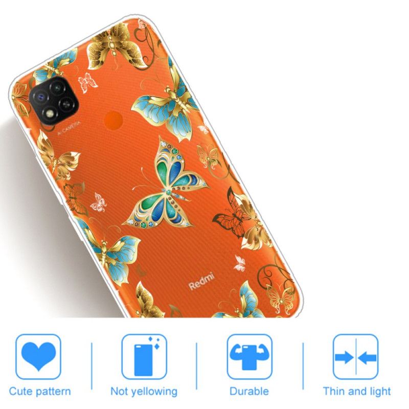 Hülle Xiaomi Redmi 9C Dunkelblau Schmetterlinge