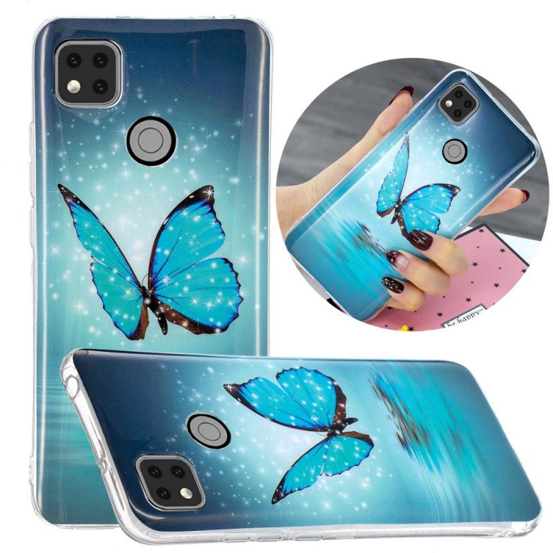 Hülle Xiaomi Redmi 9C Fluoreszierender Blauer Schmetterling