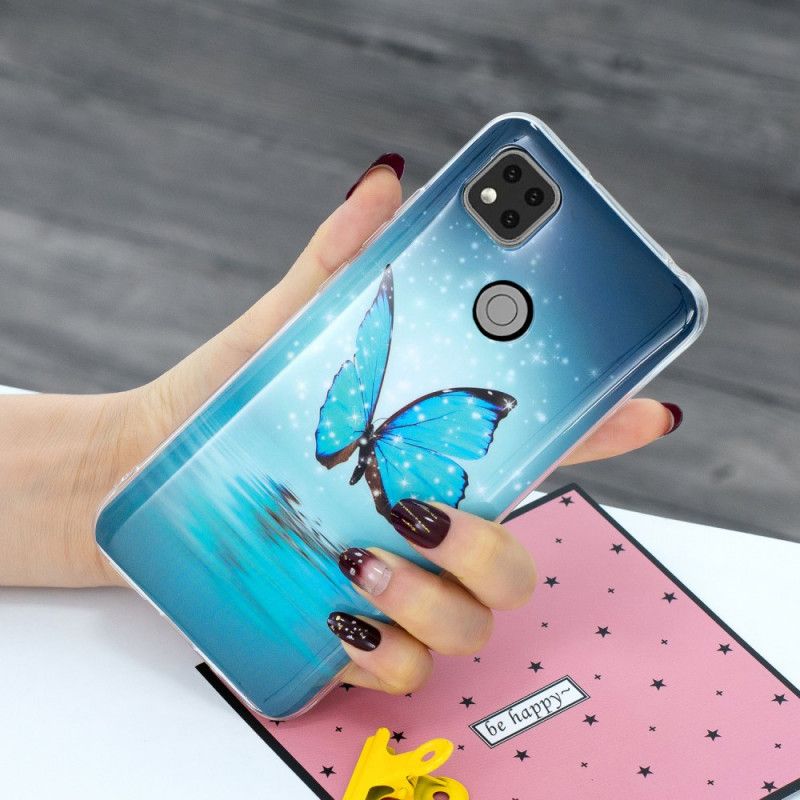 Hülle Xiaomi Redmi 9C Fluoreszierender Blauer Schmetterling