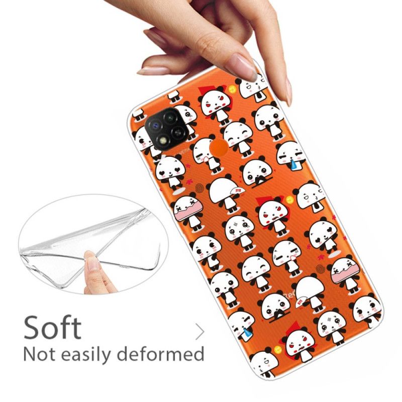 Hülle Xiaomi Redmi 9C Handyhülle Lustige Pandas