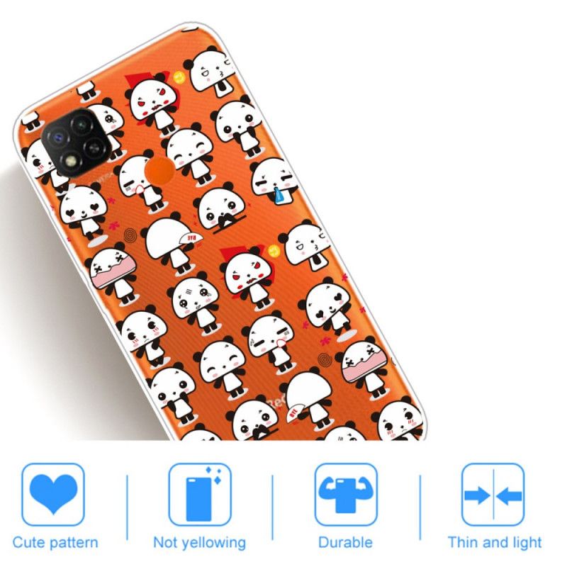 Hülle Xiaomi Redmi 9C Handyhülle Lustige Pandas