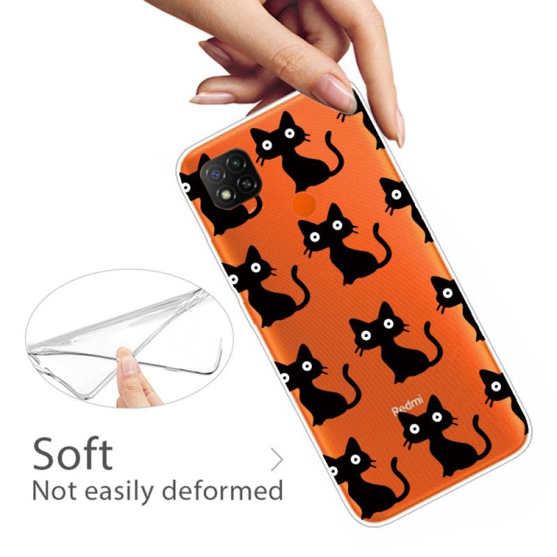 Hülle Xiaomi Redmi 9C Mehrere Schwarze Katzen