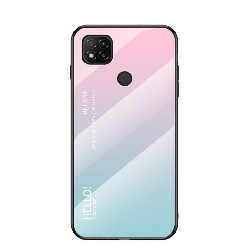 Hülle Xiaomi Redmi 9C Schwarz Hallo Gehärtetes Glas