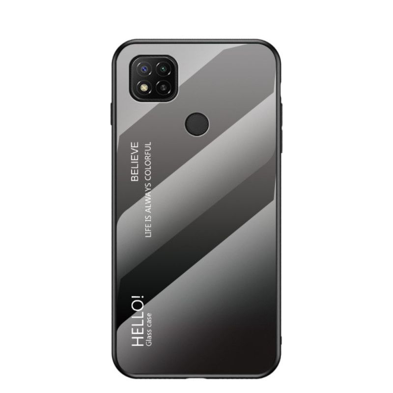 Hülle Xiaomi Redmi 9C Schwarz Hallo Gehärtetes Glas