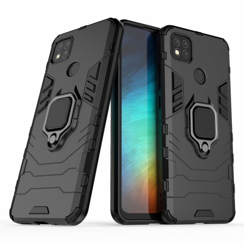 Hülle Xiaomi Redmi 9C Schwarz Handyhülle Widerstandsfähiger Ring