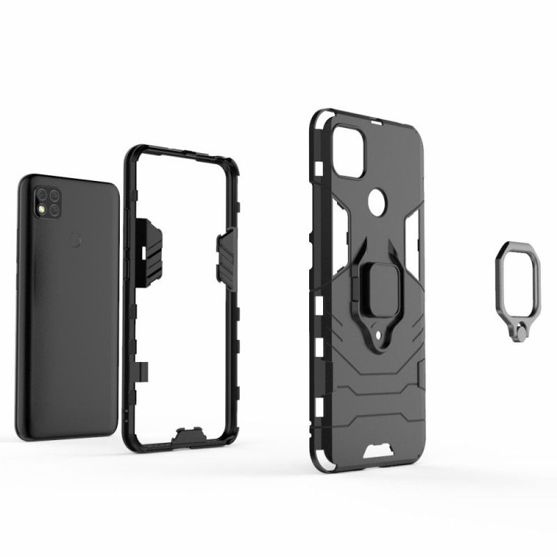 Hülle Xiaomi Redmi 9C Schwarz Handyhülle Widerstandsfähiger Ring