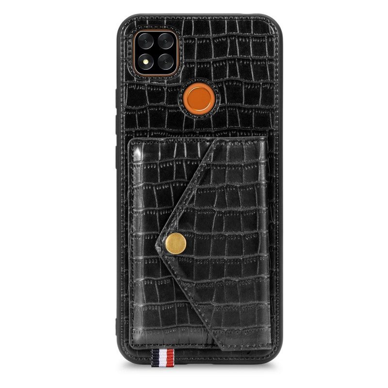 Hülle Xiaomi Redmi 9C Schwarz Krokodilkartenhalter Und -Halter