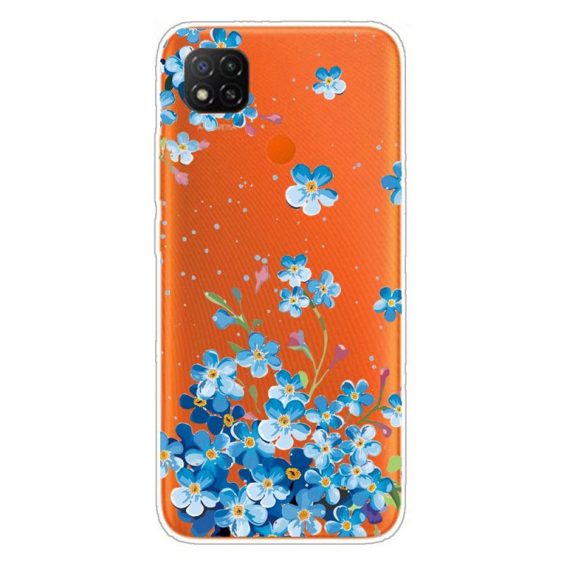 Hülle Xiaomi Redmi 9C Strauß Blauer Blumen