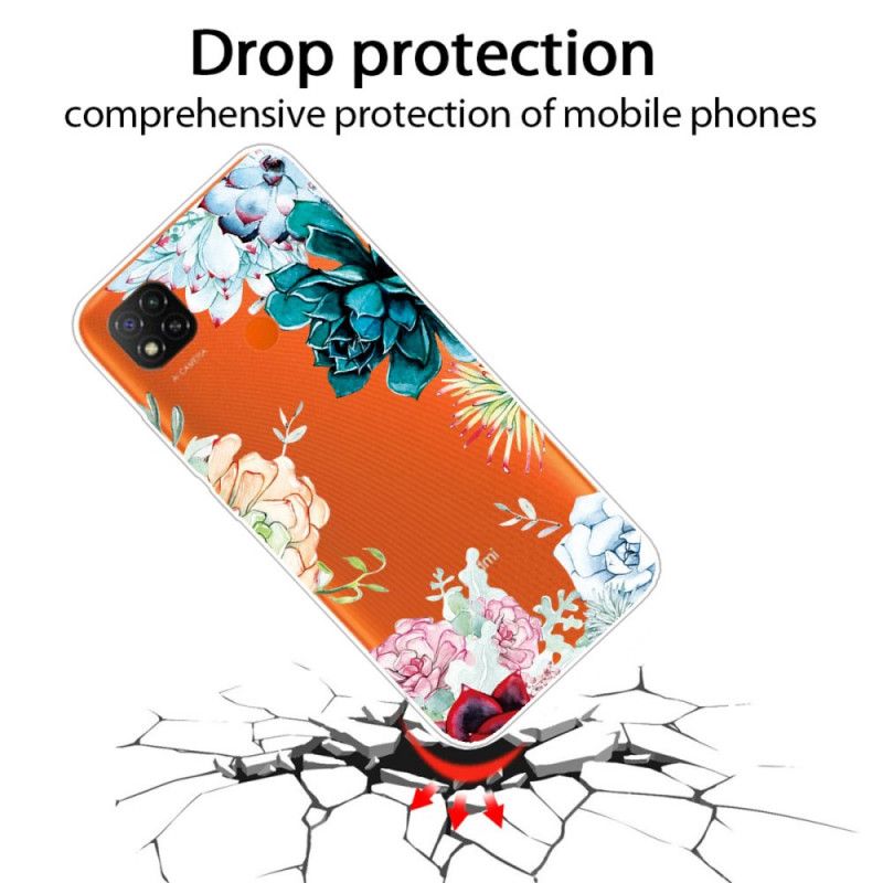 Hülle Xiaomi Redmi 9C Transparente Aquarellblumen