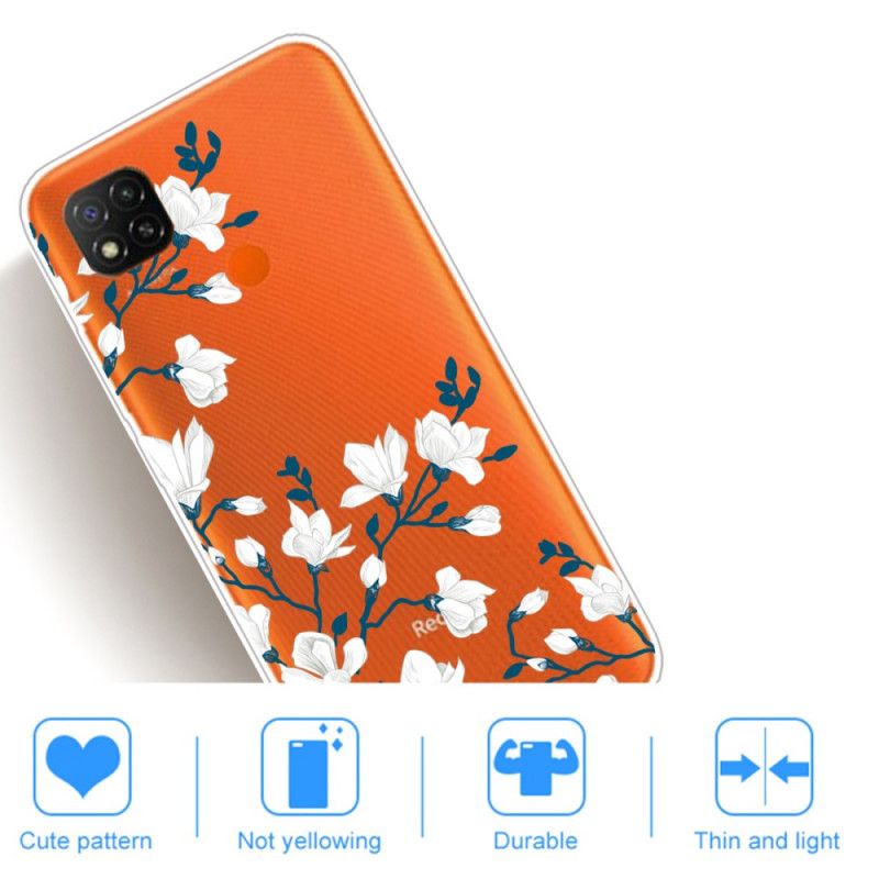 Hülle Xiaomi Redmi 9C Weiße Blüten