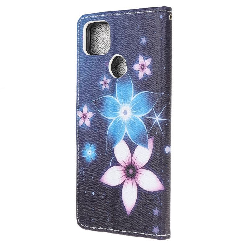 Lederhüllen Für Xiaomi Redmi 9C Mondblumen Mit Tanga