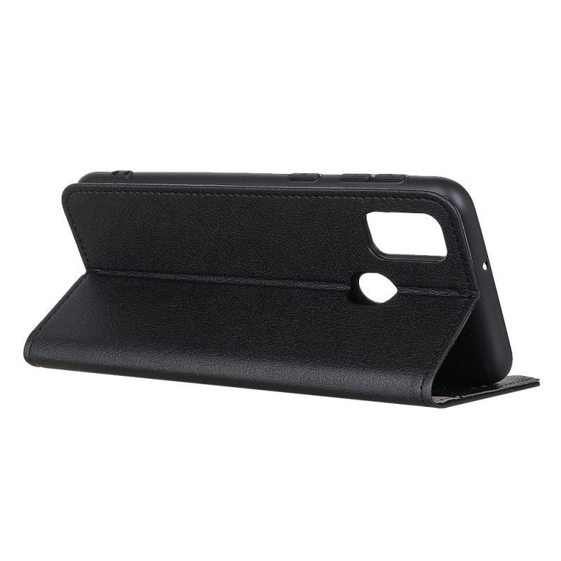 Lederhüllen Für Xiaomi Redmi 9C Schwarz Einfacher Glänzender Ledereffekt